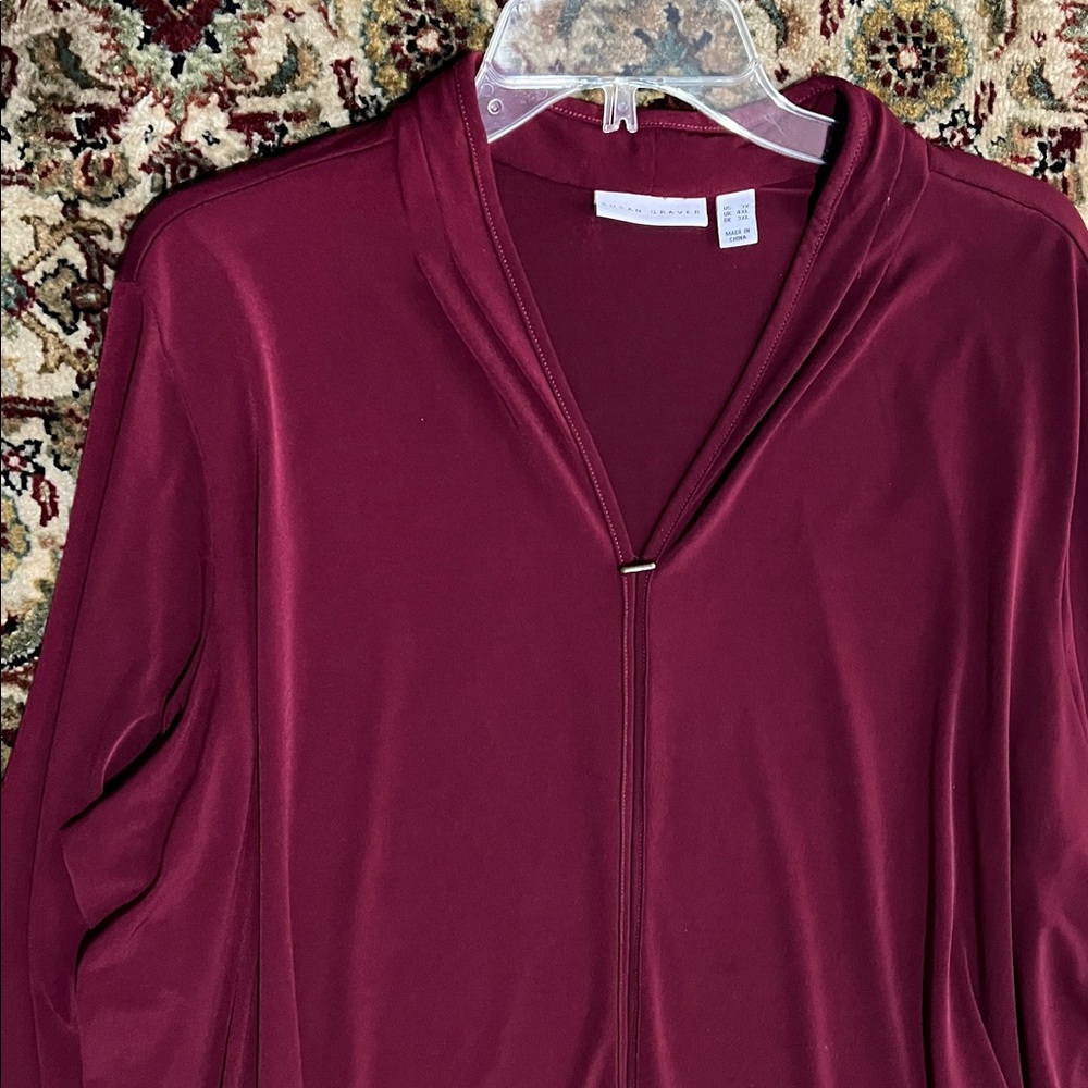 Susan Graver Modern Essentials - Burgundy Top Size 3X
